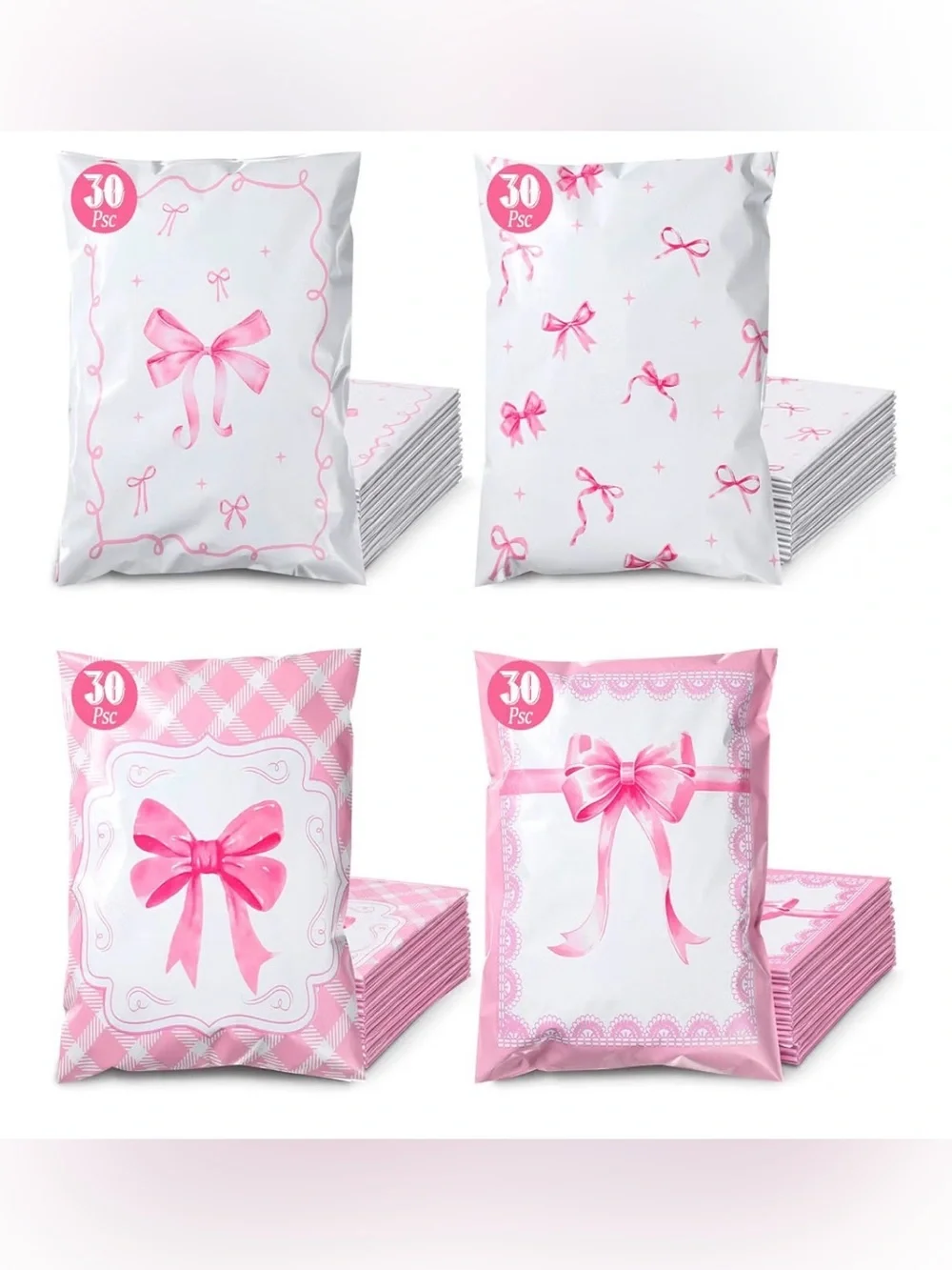 Choose your Pink Bow Poly Mailer Pack of 30 - 10”x 13”